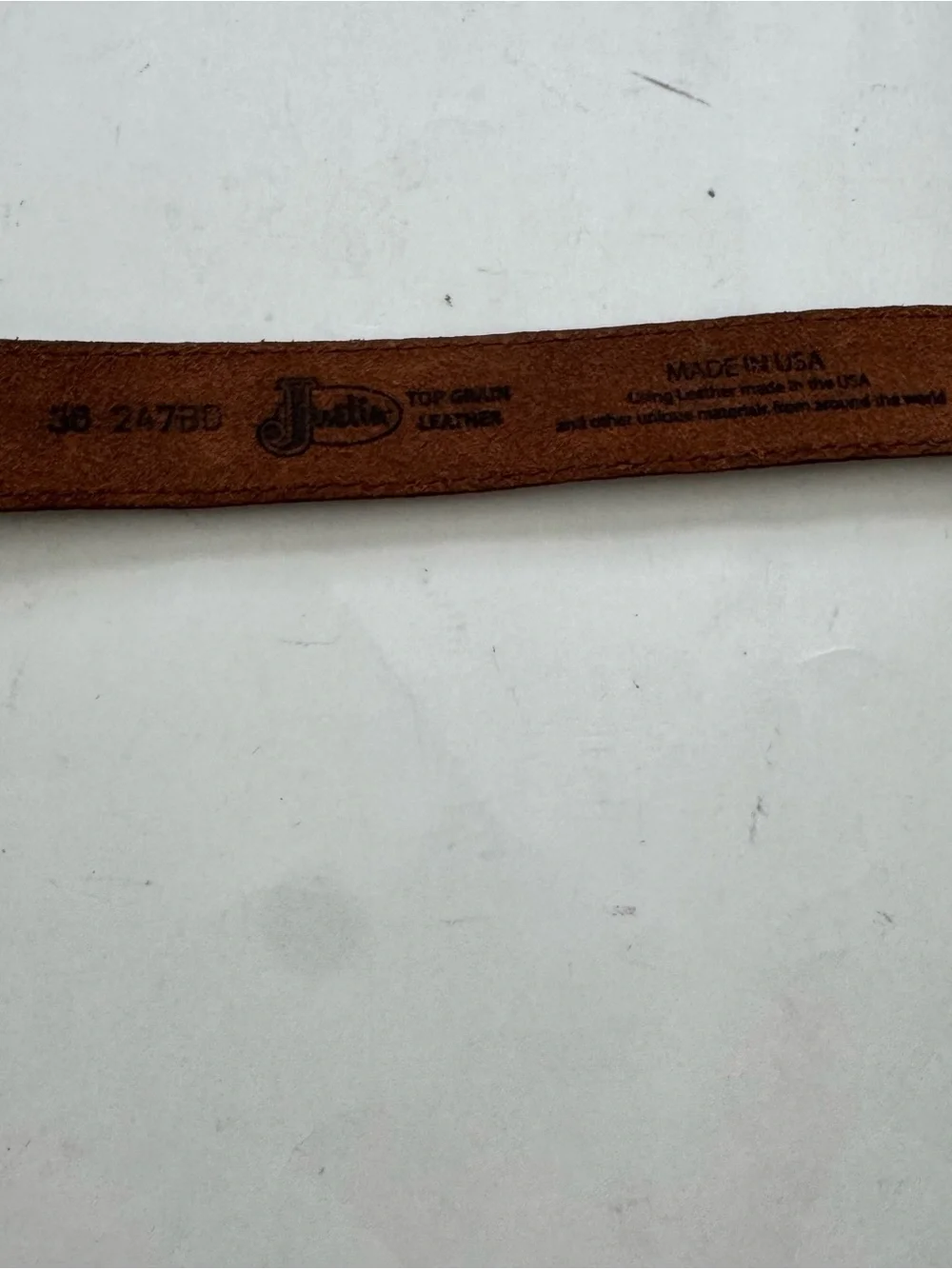 Justin Western Brown Top Grain Leather Belt Vintage Style Size 36 Made in USA
